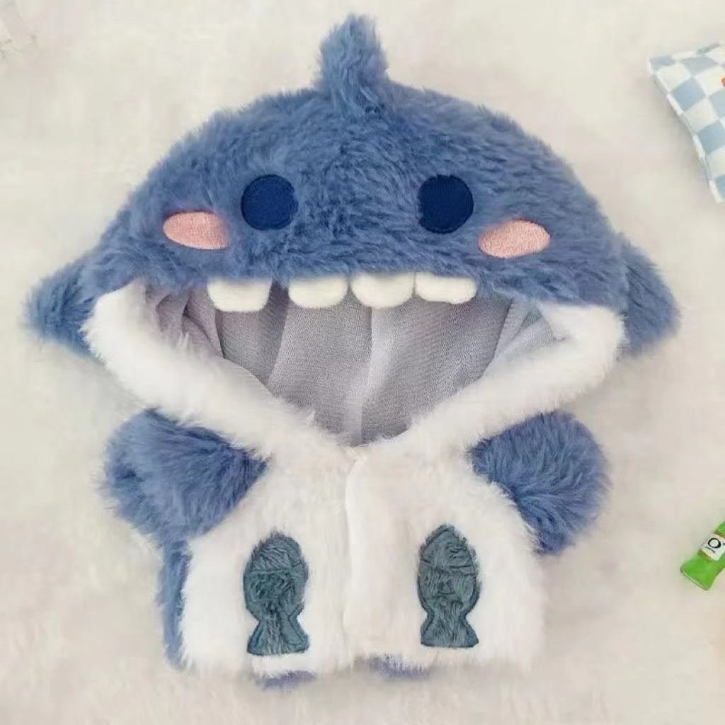 [Blue, Pink] Shark Outfit for 20 cm Plush Doll Hobby Prop